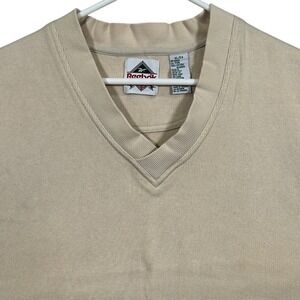 Vintage Reebok Golf‎ Sweater Vest Mens XL Cream Tan V-Neck 100% Cotton Hong Kong
